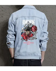 Luffy Snakeman Jean Jacket for Men – Gift for Anime Fans – Birthday Present - Light Blue - Main View