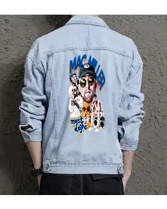 Mac Miller Jean Jacket for Men – Gift for Music Fans – Christmas Gift - Light Blue - Main View