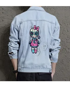 Men's Casual Denim Jacket for Friend - Contrast Stitching with Outdoor Activities - Gift Idea for Birthday Young Men - Light Blue - Main View