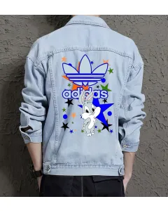 Men's Casual Denim Jacket - for Teenager - Vintage Style for Everyday Wear - Great Gift for Valentine's Day Streetwear Enthusiasts - Light Blue - Main View
