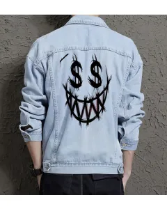 Men's Casual Denim Jacket - Gift for Fashion Lover - Simple Style for City Outings - Anniversary for Fashion-forward Men - Light Blue - Main View