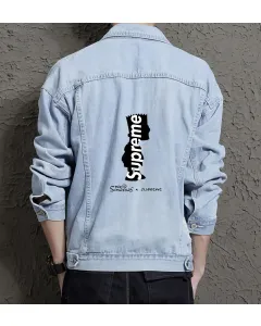 Men's Casual Denim Jacket - Gift for Graduate on Button Front - Campus Style Style for Just Because - Urban Men - Light Blue - Main View