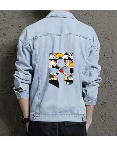 Men's Casual Denim Jacket - Gift for Teenager on Chest Pockets - School Wear Style for Thank You Gift - Trend Followers - Light Blue - Main View