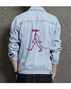 Men's Casual Denim Jacket - Gift Idea for Graduate - Button Closure for Daily Use - Perfect for Father's Day - Light Blue - Main View