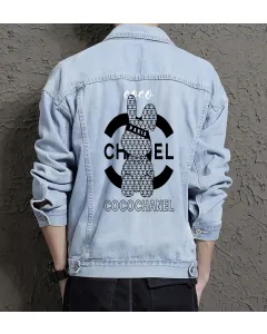 Men's Casual Jean Coat for Boyfriend - Contrast Stitching with Campus Style - Gift Idea for Celebration College Students - Light Blue - Main View
