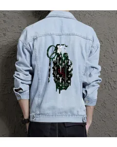 Men's Classic Jean Jacket - Gift for Boyfriend on Button Front - Outdoor Activities Style for Just Because - Millennials - Light Blue - Main View