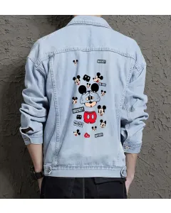 Men's Classic Jean Jacket - Gift for Brother on Minimalist Design - Coffee Dates Style for Back to School - Fashion-forward Men - Light Blue - Main View