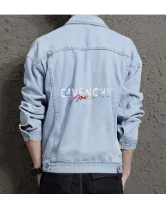 Men's Denim Jacket - for Graduate - Button Front for Weekend Wear - Great Gift for Holiday Season Trend Followers - Light Blue - Main View