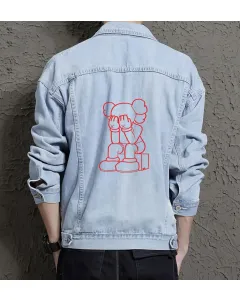 Men's Denim Jacket - for Graduate - Urban Design for Everyday Wear - Great Gift for College Start Modern Men - Light Blue - Main View