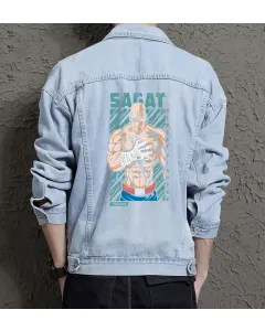 Men's Denim Jacket - Gift for Boyfriend - Vintage Look - Birthday Gift - Light Blue - Main View