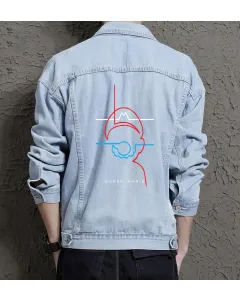 Men's Denim Jacket - Gift for Husband - Vintage Look - Birthday Gift - Light Blue - Main View