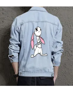 Men's Denim Jacket - Gift Idea for Him - Contrast Stitching for Casual Meetups - Perfect for Celebration - Light Blue - Main View