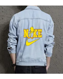 Men's Denim Jacket - Perfect Present for Grandson - Button Closure - for Shopping Days - Celebration Gift - Light Blue - Main View