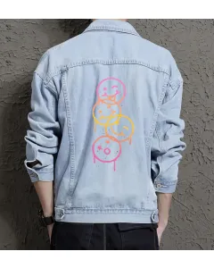 Men's Denim Outerwear for Boyfriend - Great Stylish Look Gift - Street Festivals for Back to School - Active Men - Light Blue - Main View