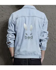 Men's Denim Outerwear - Gift Idea for Brother - Front Pockets for Campus Style - Perfect for Christmas - Light Blue - Main View