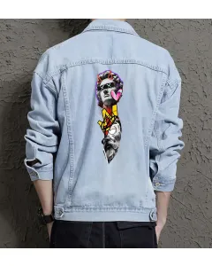 Men's Jean Jacket - for Nephew - Urban Design for Casual Fridays - Great Gift for New Year Style-conscious Men - Light Blue - Main View