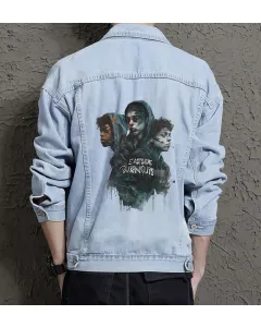 Men's Jean Jacket for Son - Urban Design with Music Events - Gift Idea for Birthday Trend Followers - Light Blue - Main View