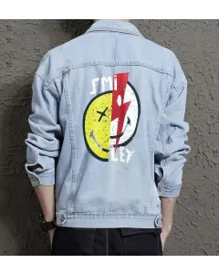 Men's Jean Jacket for Teenager - Minimalist Design with Daily Use - Gift Idea for Christmas Style-conscious Men - Light Blue - Main View