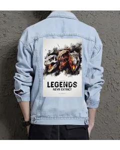 Men's Jean Jacket - Gift for Graduate - Contrast Stitching for Casual Outings - Father's Day for Street Style Lovers - Light Blue - Main View