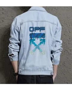 Men's Jean Jacket - Gift for Nephew - Button Closure for Daily Use - Anniversary for Teenagers - Light Blue - Main View