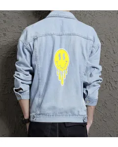 Men's Jean Jacket - Gift for Son on Stylish Look - Everyday Wear Style for Father's Day - Style-conscious Men - Light Blue - Main View