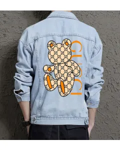 Men's Jean Jacket - Gift for Teen Boys on Clean Design - Casual Hangouts Style for New Year - Fashion Fans - Light Blue - Main View