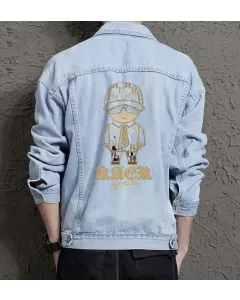 Men's Modern Denim Jacket - Perfect Present for Teen Boys - Minimalist Design - for Leisure Activities - Christmas Gift - Light Blue - Main View