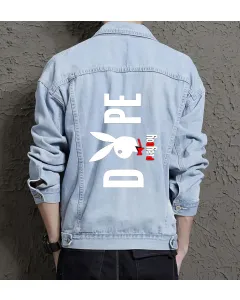 Men's Relaxed Fit Jean Jacket - Gift for Young Man on Minimalist Design - Day Trips Style for Anniversary - Teenagers - Light Blue - Main View