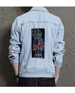 Men's Relaxed Fit Jean Jacket - Perfect Present for Boyfriend - Vintage Style - for Casual Fridays - Valentine's Day Gift - Light Blue - Main View