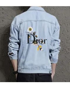 Men's Street Style Denim Jacket for Fashion Lover - Great Contrast Stitching Gift - Leisure Activities for Graduation - College Students - Light Blue - Main View