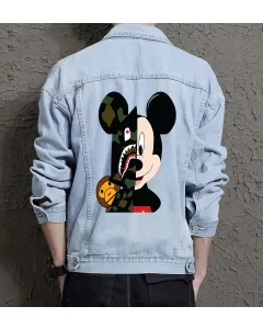 Men's Street Style Denim Jacket for Him - Chest Pockets with Casual Meetups - Gift Idea for Christmas Urban Men - Light Blue - Main View