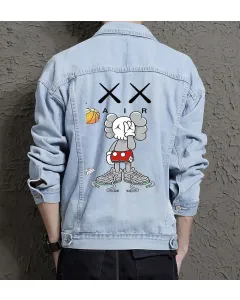 Men's Street Style Denim Jacket - for Nephew - Minimalist Design for Leisure Activities - Great Gift for Anniversary Street Style Lovers - Light Blue - Main View