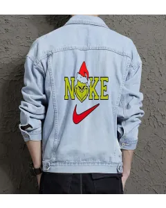 Men's Street Style Denim Jacket - Gift for Nephew - Button Closure for Coffee Dates - Anniversary for Gen Z Men - Light Blue - Main View