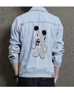 Men's Street Style Denim Jacket - Gift for Nephew - Regular Cut for Weekend Wear - Birthday for Street Style Lovers - Light Blue - Main View