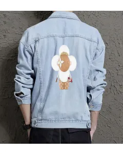 Men's Street Style Denim Jacket - Gift Idea for Grandson - Relaxed Style for School Wear - Perfect for Graduation - Light Blue - Main View