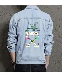 Men's Urban Jean Jacket for Nephew - Contrast Stitching with Everyday Wear - Gift Idea for Holiday Season Style-conscious Men - Light Blue - Main View