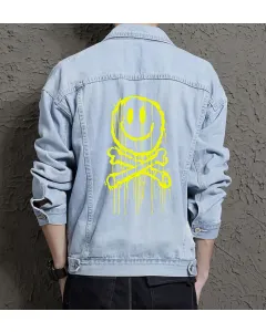 Men's Urban Jean Jacket - Gift for Friend on Regular Cut - Street Style Style for College Start - Teenagers - Light Blue - Main View
