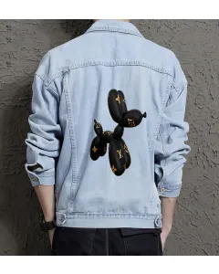 Men's Urban Jean Jacket - Gift for Grandson on Contrast Stitching - Shopping Days Style for Valentine's Day - Style-conscious Men - Light Blue - Main View