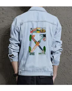 Men's Urban Jean Jacket - Gift Idea for Grandson - Vintage Style for Urban Fashion - Perfect for Christmas - Light Blue - Main View