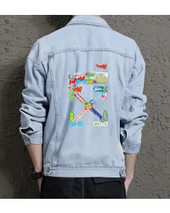 Men's Urban Jean Jacket - Perfect Present for Son - Casual Style - for Everyday Wear - Birthday Gift - Light Blue - Main View
