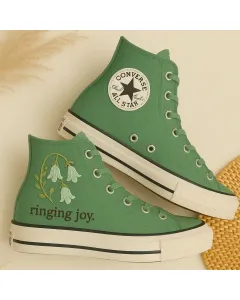 Mint Bells Sneakers for Women – Trendy Footwear for Casual Walks, Festivals – Perfect Gift for Fashionistas - Custom Embroidered - Main View