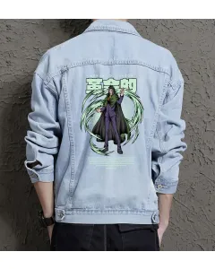 Monkey D.dragon Jean Jacket for Men – Gift for Anime Fans – Birthday Present - Light Blue - Main View