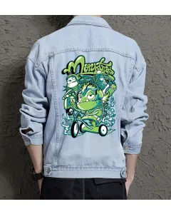Monstros Jean Jacket for Men – Gift for Streetwear Fans – Birthday Present - Light Blue - Main View