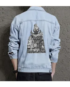 Naruto Jean Jacket for Men – Gift for Anime Fans – Birthday Present - Light Blue - Main View