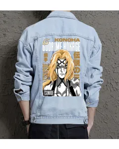 Naruto Jean Jacket for Men – Gift for Anime Fans – Birthday Present - Light Blue - Main View