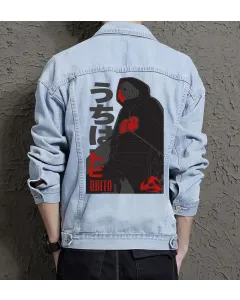 Naruto Jean Jacket for Men – Gift for Anime Fans – Christmas Gift - Light Blue - Main View