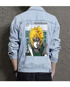 Naruto Jean Jacket for Men – Gift for Anime Fans – Christmas Gift - Light Blue - Main View
