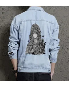 Naruto Jean Jacket for Men – Gift for Anime Fans – Christmas Gift - Light Blue - Main View