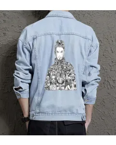 Naruto Jean Jacket for Men – Gift for Anime Fans – Christmas Gift - Light Blue - Main View