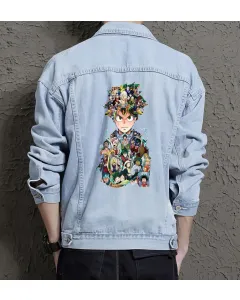 Naruto Jean Jacket for Men – Gift for Anime Fans – Christmas Gift - Light Blue - Main View